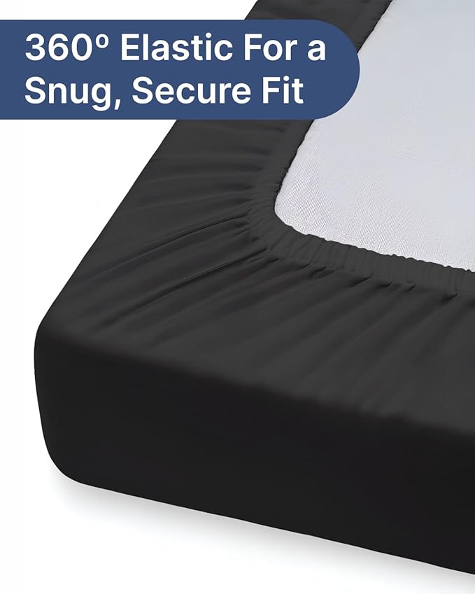 Baby Crib Sheets for Boys & Girls - Pack of 2 Fitted Microfiber Crib Sheets for Standard Crib & Toddler Mattress - Soft, Breathable & Wrinkle Free - Machine Washable, Oeko Tex - 52x28x8in - Black Duo