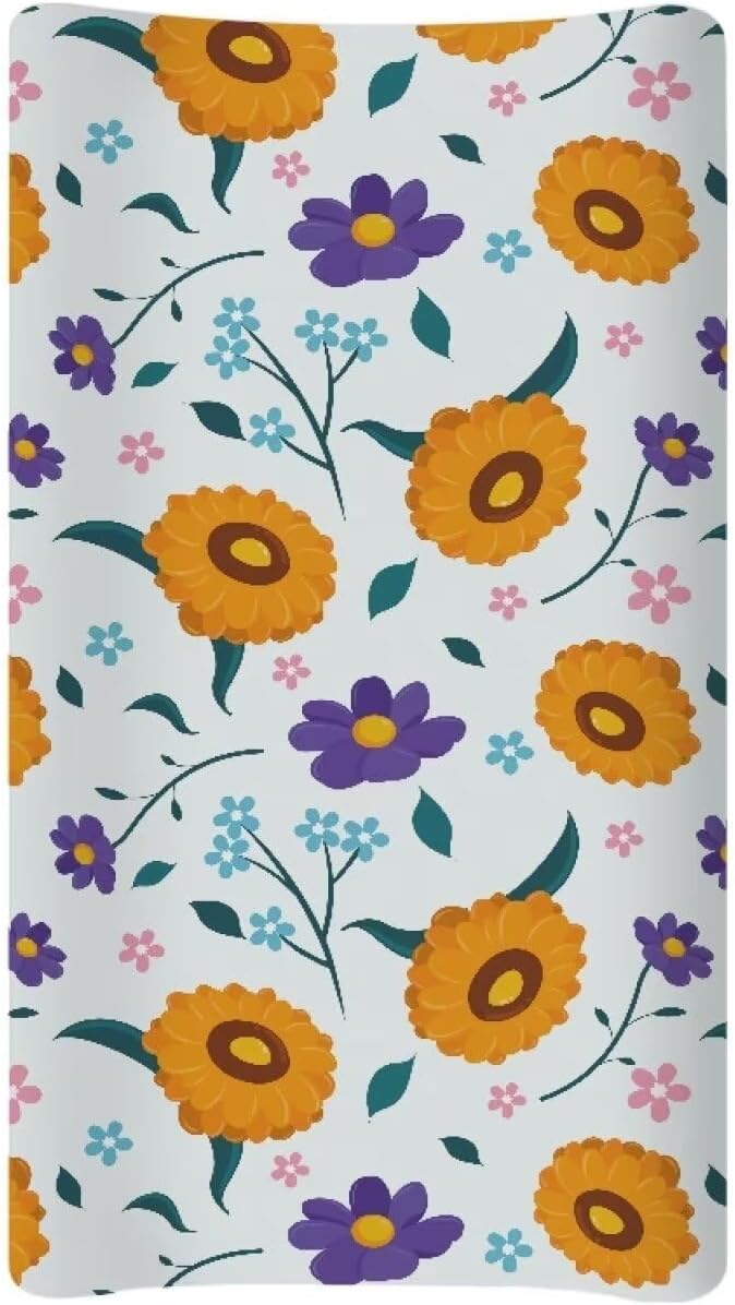 Daisy Changing Pad Cover Waterproof Sheet Crib Mat for Boys Girls Breathable Lightweight Changing Table Cover Cozy Cradle Sheets