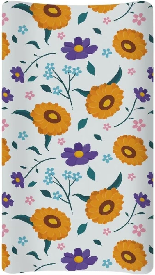Daisy Changing Pad Cover Waterproof Sheet Crib Mat for Boys Girls Breathable Lightweight Changing Table Cover Cozy Cradle Sheets