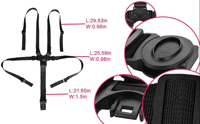 5 Point Seat Belt Safety Strap Belt for Stroller Pushchair Pram Buggy Safe Protection, Adjustable High Chair Baby Straps, Safety Strap Belt