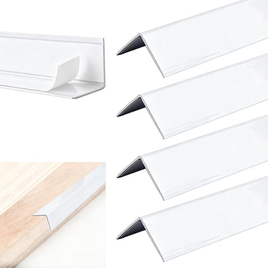 4 Pcs Metal Corner Protectors - 45" x 1" x 1" Aluminum Self Adhesive Wall Furniture Corner Guards Protection, Wall Edge Protector Strip Cabinet Baseboard Decoration - Silver