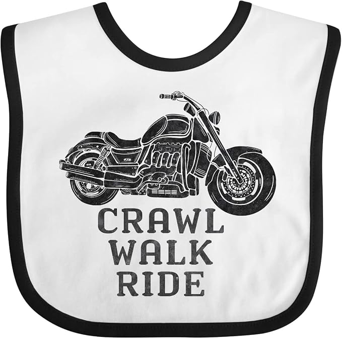inktastic Crawl Walk Ride Motorcycle Baby Bib