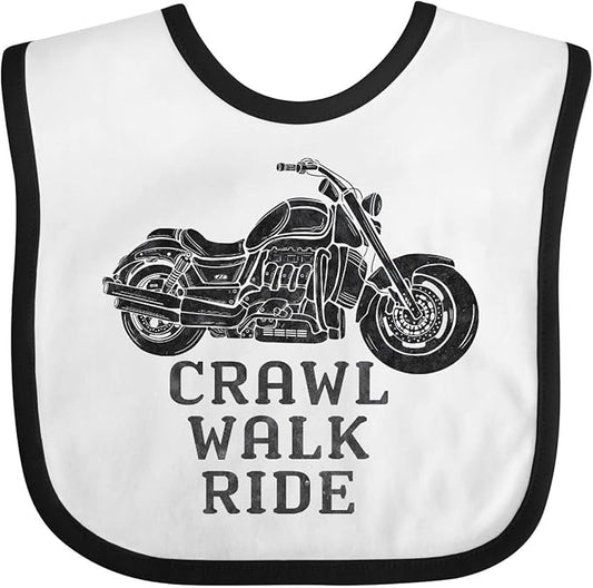 inktastic Crawl Walk Ride Motorcycle Baby Bib