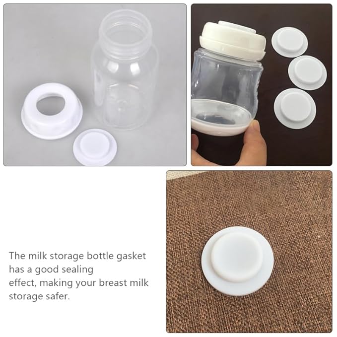 TOYANDONA 10Pcs Silicone Replacement Gaskets for Milk Storage Bottles Leak-Proof Seal Rings Flexible High-Temperature Resistant Pads for Standard Bottle Mouths