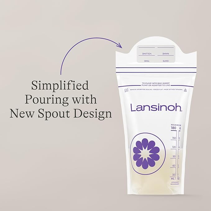 Lansinoh Breastmilk Storage Bags, 200 Count Value Pack, Baby Essentials, Leak-Proof, Fast Freeze & Thaw Breast Milk Bags for Baby Bottle Feeding, Strength & Stretch, 6 Ounce