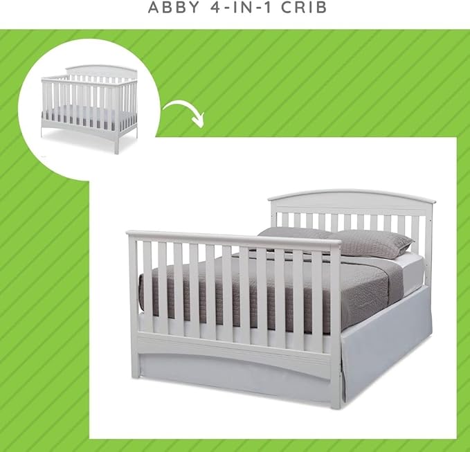 Full-Size Conversion Kit Bed Rails Compatible with Abby Convertible Cribs by Delta Children - Solid Wood Rail #0050 - Toddler & Adult Bed Rail for Full-Size - Nursery Furniture (Bianca White - 130)