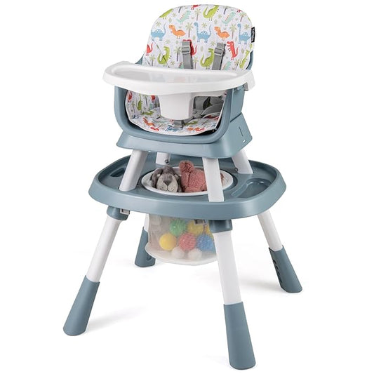 KOTEK 16 in 1 Convertible High Chair, Baby Highchair & Activity Center, Booster Seat, Building Block Table, Toddler Chair with 5-Point Harness, Removable Tray & Cushion (Blue)