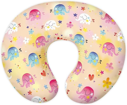 Soft and Comfy Nursing Pillow Cover for Boy and Girl,Reversible U-Shaped Nursing Pillow Cover: Dual-Sided Comfort for Breastfeeding and Bottle Feeding, Fits Original Bopy,Colorful Elephants