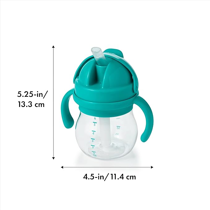 OXO Tot 6 Ounce Transitions Straw Cup with Removable Handles - Teal (Pack of 2)