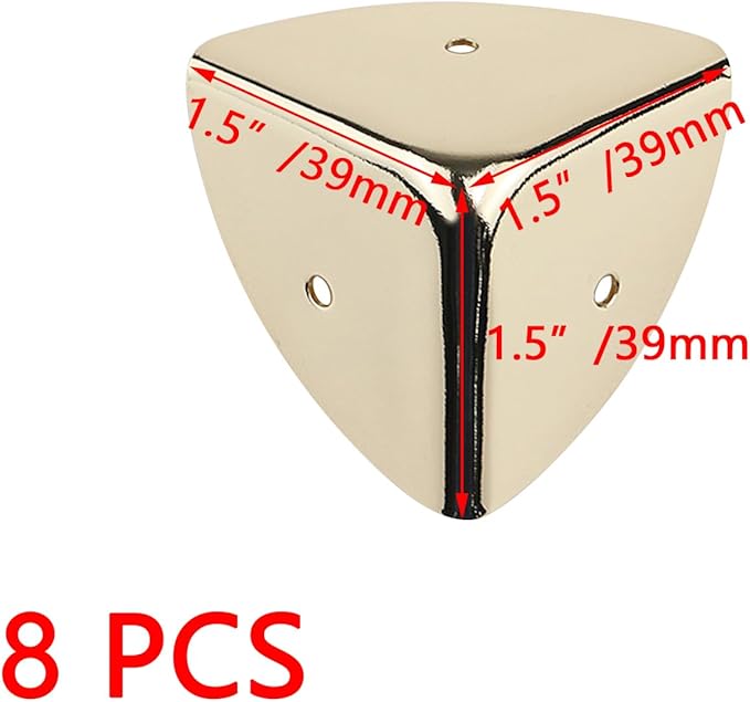 Dnyta 8 Pcs Metal Box Corner Protectors, 1.5"x1.5"x1.5" Gold Furniture Corner Guard Cabinet Decorative Corner Protectors Edge Guard