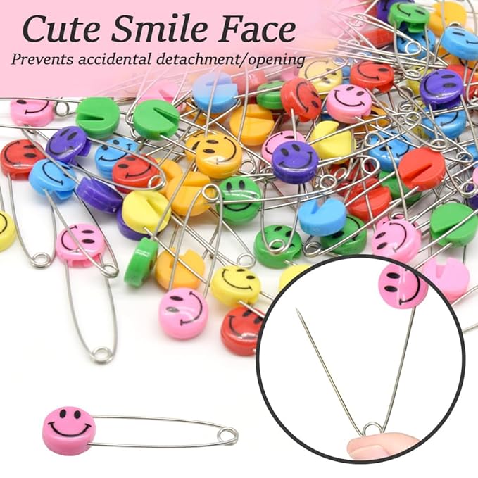 30 Pieces Safety Pins Diaper Pin 2.1 Inch Stainless Steel Nappy Pins Plastic Head Baby Safety Pins Colour Safe Locking Closures for Cloth Diapers (XL/Color)