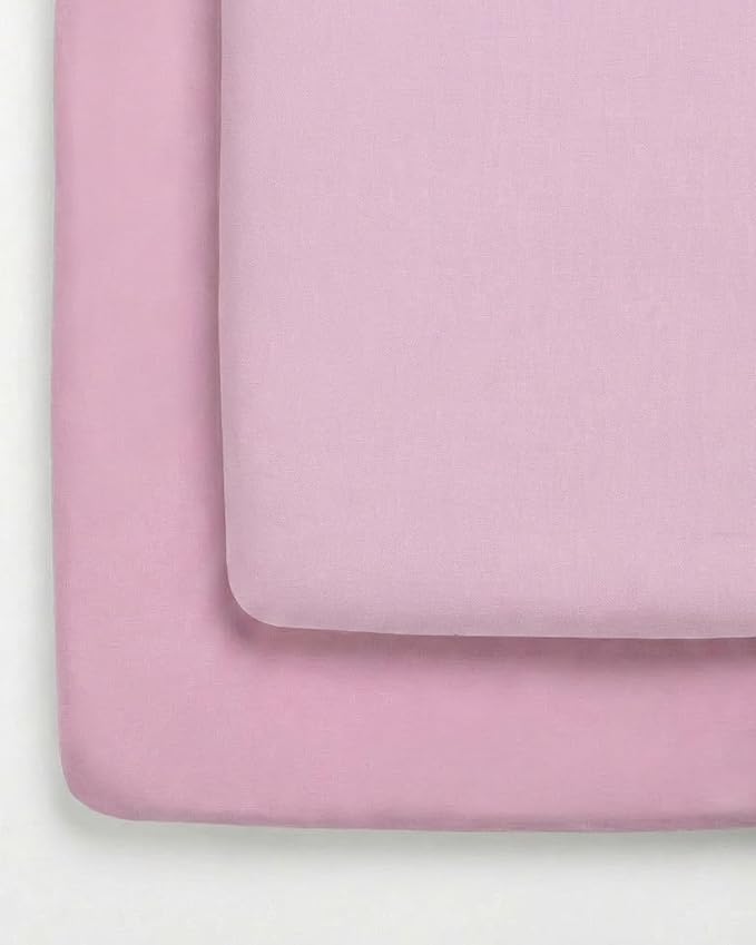 Pack and Play Sheets Fitted - 2 Pack Mini Crib Sheets for Pack N Play Mattress - Unisex Playard Microfiber Bedding for Boys & Girls - Soft, Breathable & Wrinkle Free - Oeko-Tex, 38 x 26in - Pink Duo