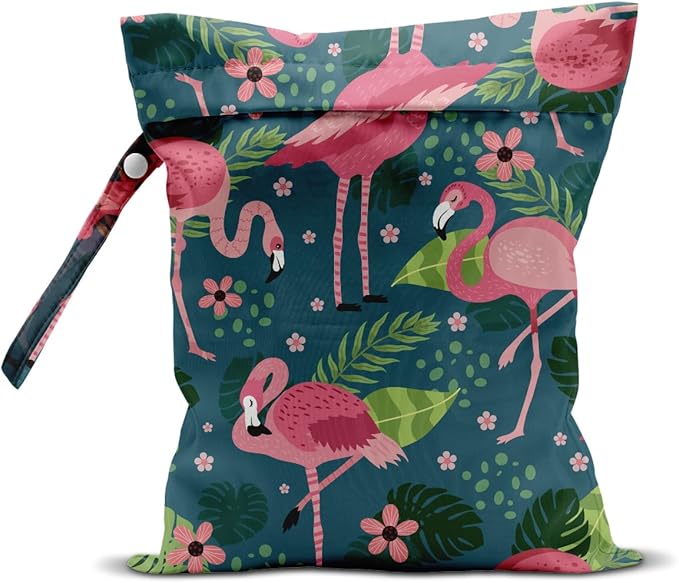 Flamingo Wet Dry Wet Bag for Swimsuit Towel Baby Travel Cloth Diapers Beach Gym Toiletries Makeup Storage Bag Summer Vacation Essential Holiday Flamingo Gifts