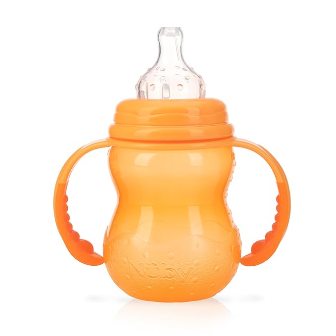 Nuby Non-Drip 3-Stage Wide Neck Bottle to Cup, 8 Ounce, Pack of 1 Cup, Colors May Vary