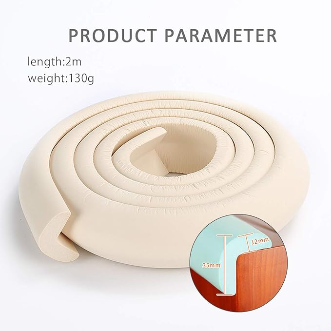 SONARIN Baby Safety Baby Edge & Corner Guards,2M/6.6ft Corner Protectors Furniture Table Edge Protectors L Shape with Strong Adhesive Tape,Colorful Child Protection(Beige)