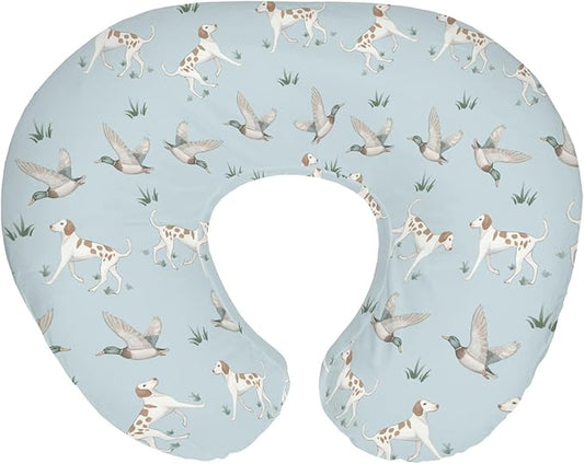 Green Mallard Ducks Dogs Nursing Pillow Covers for Boy Girl Wild Duck Hunting Nursery Feeding Pillowcase for Breastfeeding Pillows Outdoor Duck Hunter Soft Stretchy Removable Covers for Newborn Infant