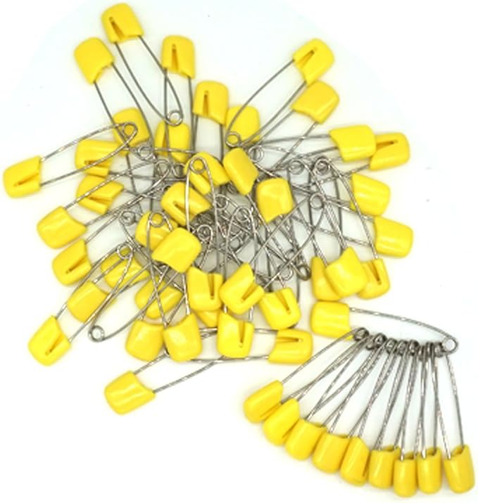Baby Safety Pins Secure Clips for Fastening Baby Clothes Diaper Napkins 50pcs 60PCS 30PCS (Yellow, 50 pcs)