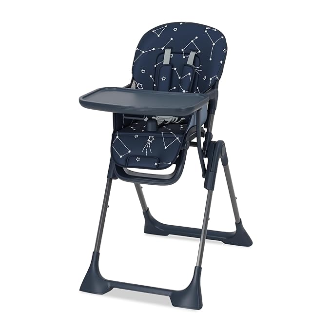 GarveeHome Baby High Chair, Foldable Feeding Chairs for Babies and Toddlers, Adjustable Height/Backrest/Footrest, Removable Tray, Fast Folding Blue