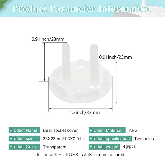 Fielect Outlet Plugs Covers 30Pcs Childproof Outlet Covers Protectors EU Electric Socket Cover Electrical Protector 2-Pin Transparent