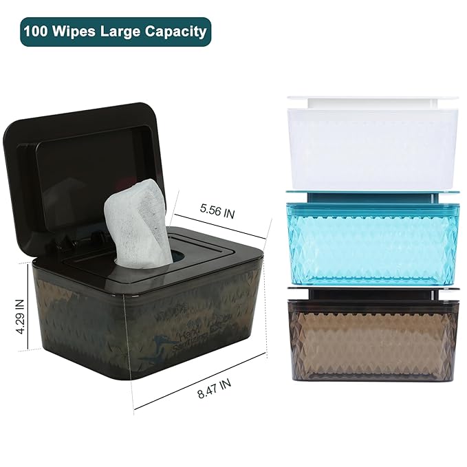 Baby Wipes Dispenser Wipe Holder - Larger Capacity Wet Wipe Dispenser Box Wipes Container for Bathroom Keep Wipes Moist and Fresh