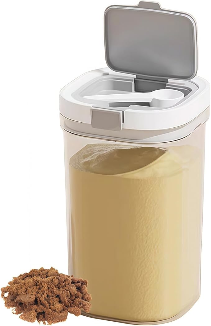 Formula Container to go-1800ml Travel Dispenser BPA Free Airtight Container with Spoon & Layered Storage,Sealed Lid,Stackable,Easy-Clean,Ideal for Coffee,Flour,Sugar,Cereal,Milk Powder(61oz)