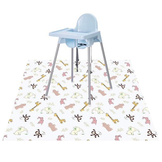 Baby Splat Floor Mat for Under High Chair/Arts/Crafts, 51" Waterproof Anti-Slip Food Splash Spill Protector Mat, Washable and Table Cloth