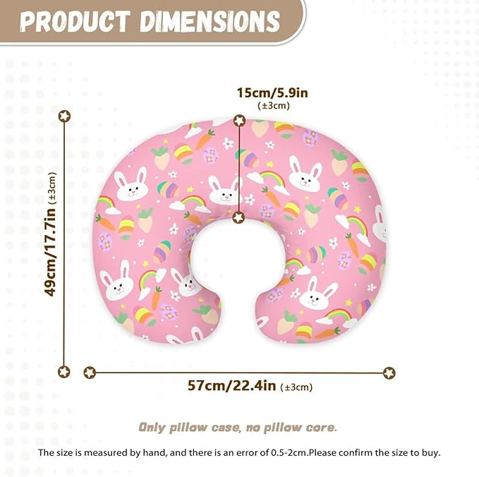 Bunny 2 Nursing Pillow Cases for Newborn Support for Breastfeeding, Bottle Feeding & Bonding Feeding Pillow Cover Stretchy Comfortable Pillow Slipcover Cover Only
