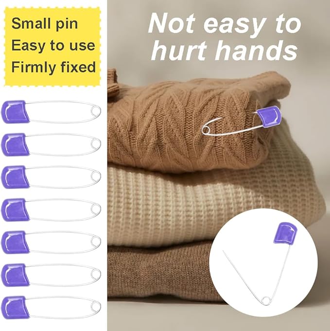 50Pcs 2.2" Plastic Head Safety Pin Nappy Cloth Diaper Safety Pins with Safe Locking Closures (Purple)