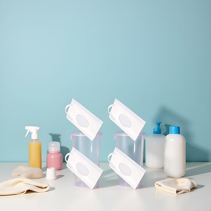 4 Pcs Baby Wipe Case Travel Holder Keeps Wipes Moist Set of Wet Wipes Holders Cases Portable Travel On The Go Refillable Dispenser Container Diaper Wipe Holders Wipes Holders