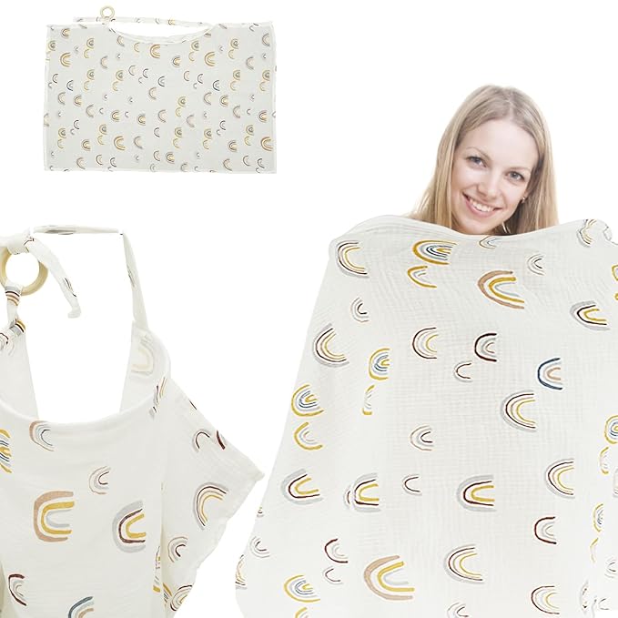 Nursing Cover Breathable Privacy Breastfeeding Cover Soft Comfortable Cotton Breastfeeding Cover Lightweight Portable Nursing Cover Multipurpose Nursing Apron for Mom 100x65cm ZHAZHAMO