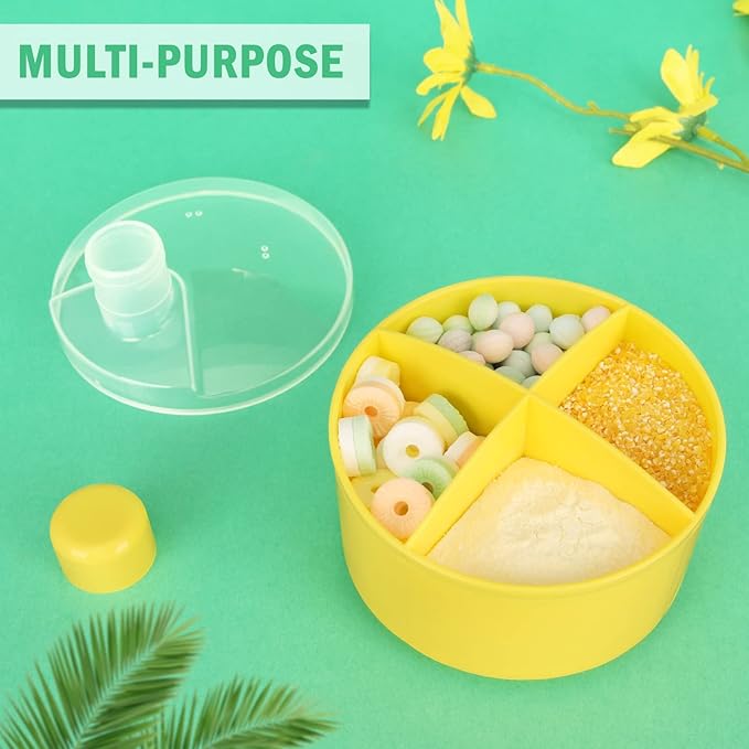 Accmor Formula Dispenser On The Go, Non-Spill Rotating Four-Compartment Formula Container to Go, Milk Powder Snack Storage Container for Infant Toddler Travel Outdoor,Yellow Green, 2 Pack