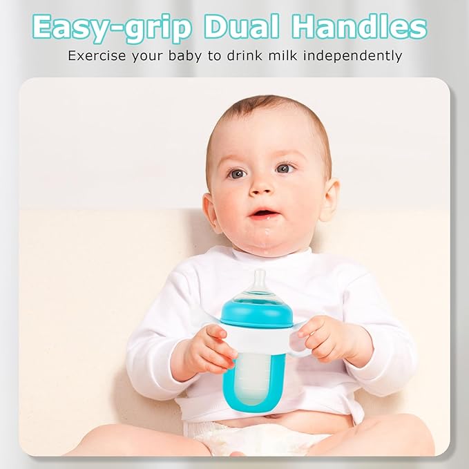 Silicone Baby Bottle Handles for Boon Nursh Bottles, Easy Grip Bottle Holder for Self Feeding