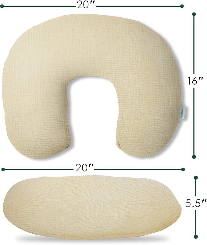 Ultra Soft Muslin Nursing Pillow Cover,Organic Cotton Nursing Cover for Breastfeeding, Fits Original Nursing Supports (Beige)