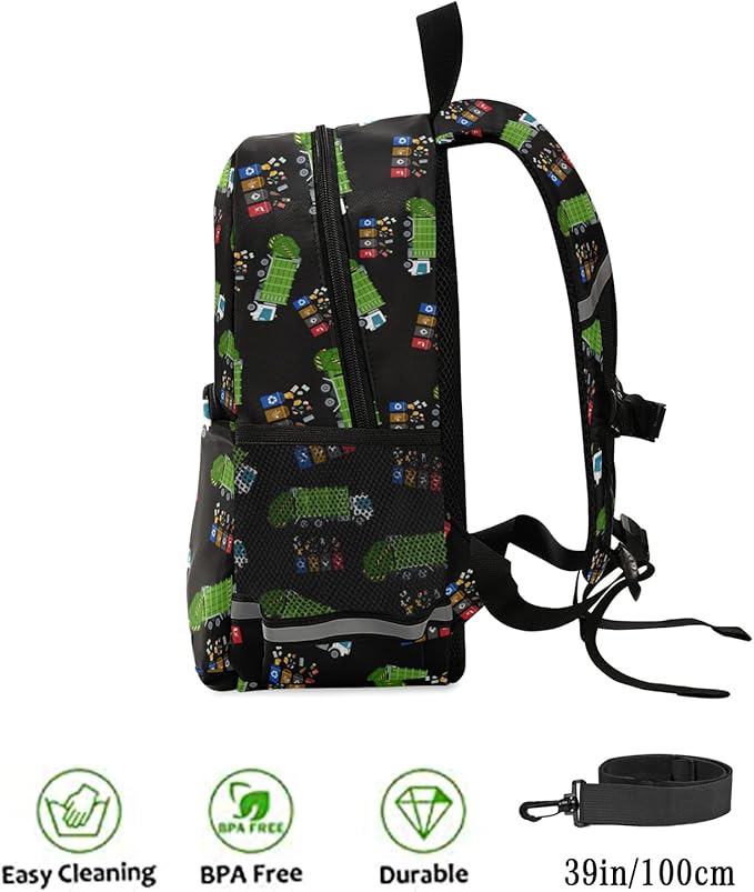 Garbage Truck Trash Recycling Water Bottle for kids- 12 Ounce;Kid's Toddler Backpack for Boys Girls