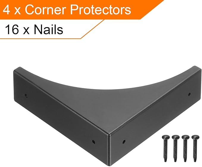 uxcell Corner Protectors, 4Pcs 2.56" - Metal Corner Protector, Vintage Decorative Corner Brackets with Screws, Edge Guards for Furniture Box Table (Black)