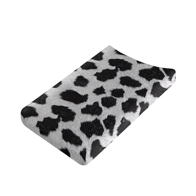 Cow Print Diaper Change Table Covers Removable Changing Pad Cover for Baby Easy to Install Cradle Mattress Sheets for All Season Gift for Holiday