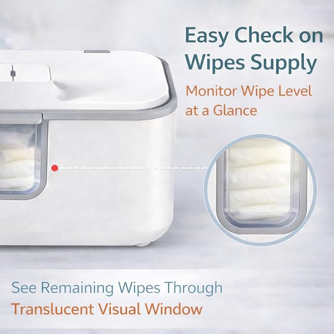 Wet Wipes Heater,Baby Wipe Warmer and Baby Wet Wipes Dispenser Large Capacity with Night Light and View Window Fast and Even Heating Diaper Wipe Warmer