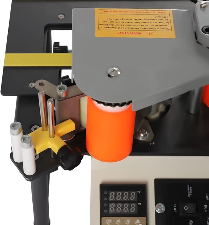 Portable Edge Banding Machine, 900W 0-6M/Min Edge Banding Speed Woodworking Edge Bander Benchtop Double Side Gluing Banding Machine for Melamine Paper Wood Plastic, 0.28-2.4In Edge Banding Height