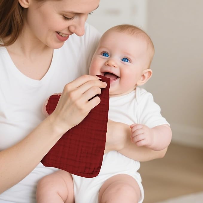 Muslin Solid Burp Cloths 100% Cotton Large 18''x10'' Extra Soft and Absorbent Multifunctional 6 Pack Baby Burping Cloth for Unisex Boys Girls (Pink Series)