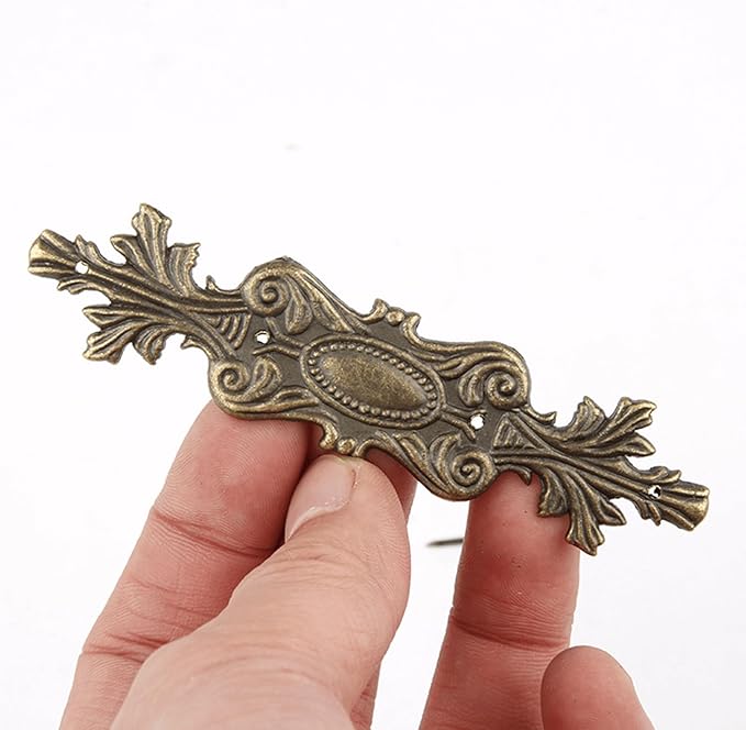 dophee 4 Pack Retro Decorative Corners Bracket, Antique Bronze Applique Furniture Chest Case Wooden Box Feet Leg Corner Protector Guard Furniture Fittings with Mounting Nails, 100x23mm/3.94"x0.91"