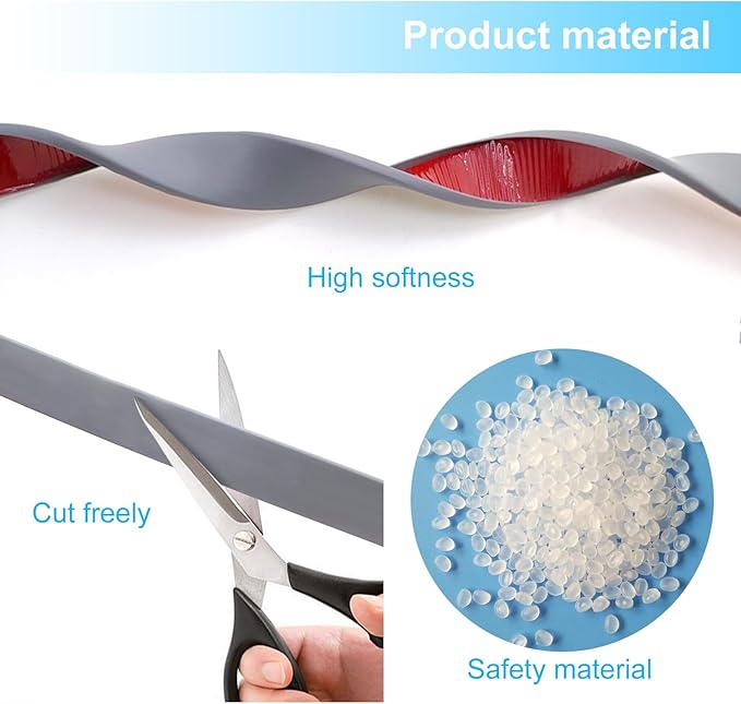 16.4ft Self-Adhesive Edge Trim for Veneer, U-Shape Silicone Edge Banding, TPE Flexible Furniture Corner Protector, Grey
