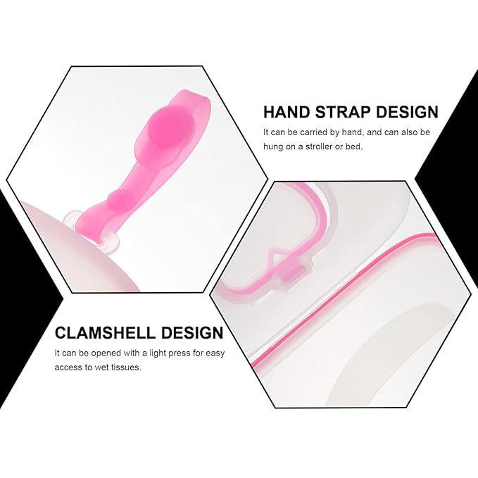 Dispenser Holder Portable Baby Wipes Dispenser Portable Refillable Wipe Holder Wipes Container Reusable Travel Box Pink