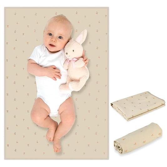 Vegan Leather Baby Changing Mat - Wipeable Portable Changing Pad, Foldable Travel Changing Mat for Baby, Newborns Toddlers Shower Gifts (Small Flower,20"*28")