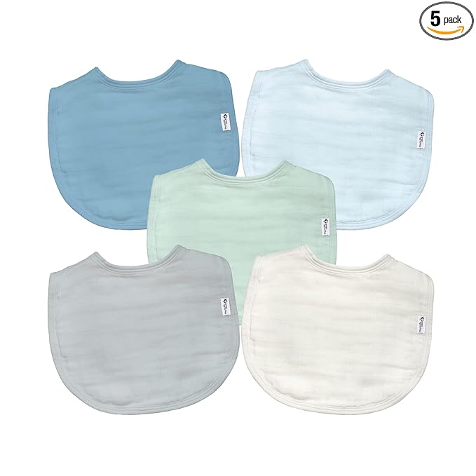 green sprouts Absorbent Organic Cotton Muslin Bibs, 0-12mo Hypoallergenic, STANDARD 100 by OEKO-TEX Certified, Tested for Hormones