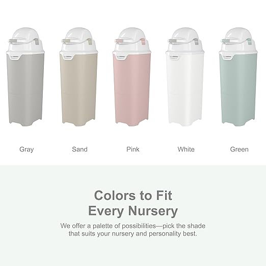 Foundations Tall Diaper Pail with Airtight Lid, Durable & Odorless Diaper Disposal, Large Capacity, Holds up to 60 Newborn Diapers, Refill with Any Bags, Baby Registry Gift - Sand