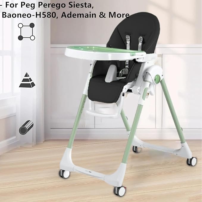 Baby High Chair Cover Replacement | PU Leather Dining Chair Cover with Soft Cushion Seat, Easy to Install High Chair Covers for Baby and Toddler, High Chair Cover Replacement (Black)