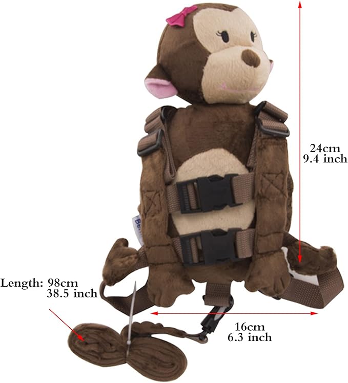 2 in 1 Female Orangutan Toddler Safety Harness Backpack Children's Walking Leash Backpack Toddler Leash for 1-3 Years Old Kid Leash for Girls