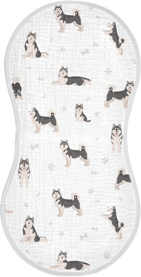 vvfelixl Muslin Burp Cloths Alaskan Malamute Dog Baby Washcloths for Baby Girl Boys 2 Pack