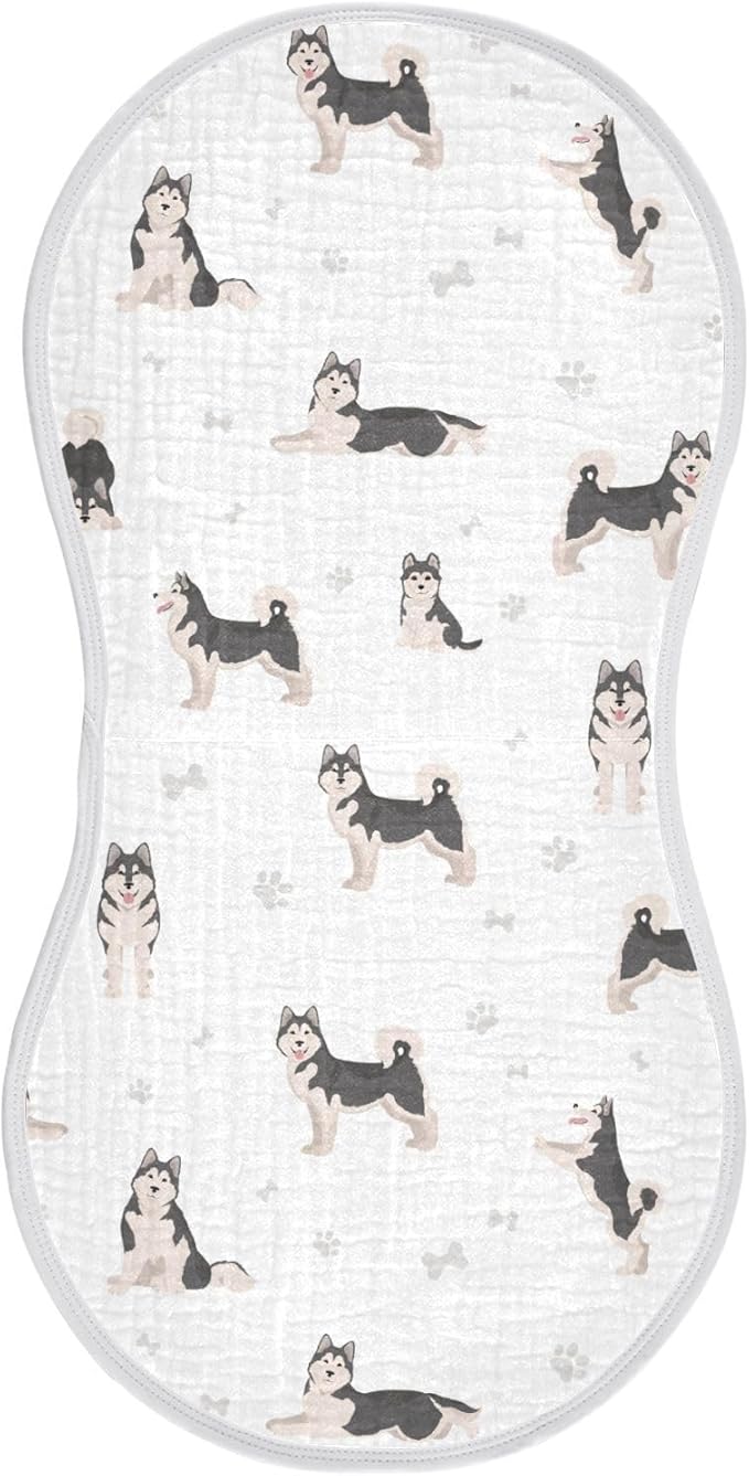 vvfelixl Burp Cloths Alaskan Malamute Dog for Baby Boy Girls Baby Washcloths Burp Rags 1 Pack