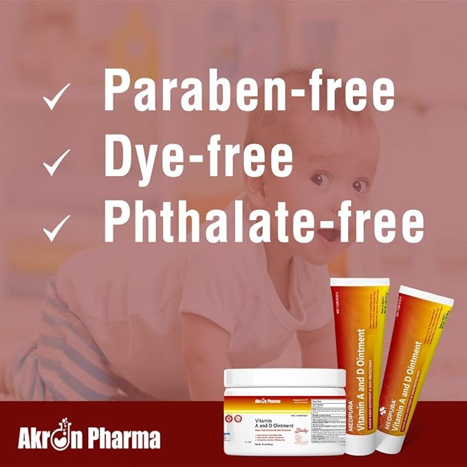 Vitamin A and D Ointment, Diaper Rash Ointment and Skin Protectant, 1 LB Jar (2 Pack)
